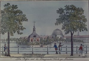 The Pool and French Church in Potsdam, c.1796 by Johann Friedrich Nagel